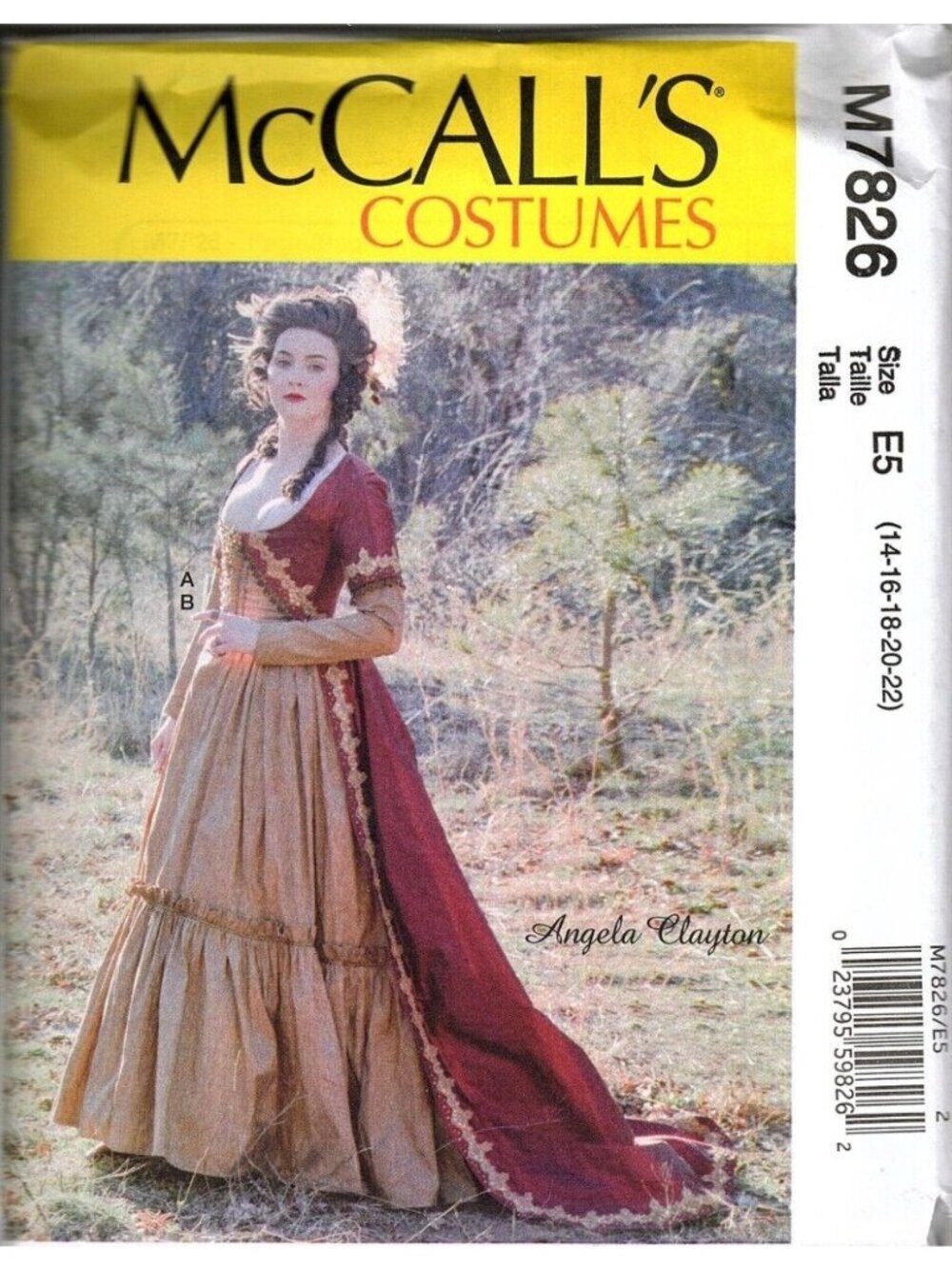 McCalls M7826 Misses 14 to 22 Historical Gown Costume Uncut Sewing Pattern